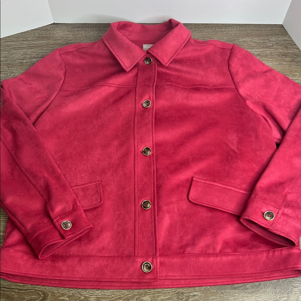 Chico’s Faux Suede Snap-Front Jacket – Size 3 (16/18)